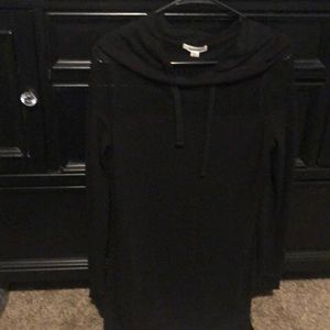 Black long sleeve netted shoulder dress